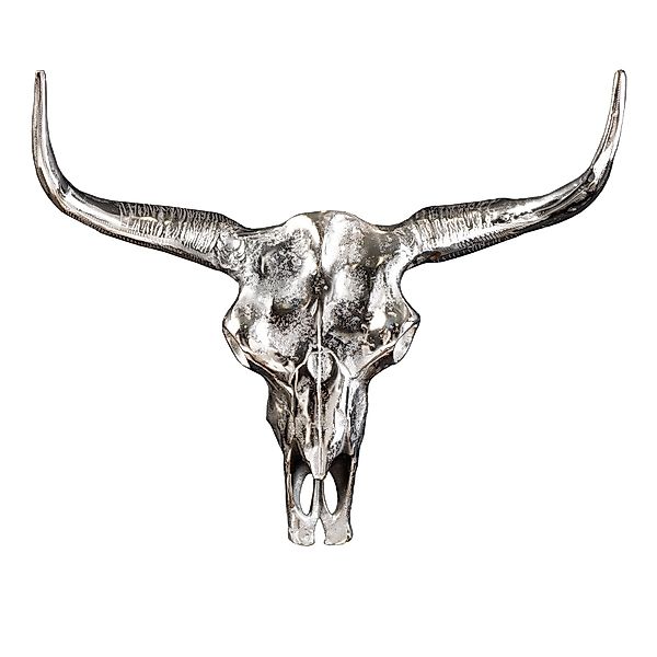 riess-ambiente Wanddekoobjekt MATADOR 70cm silber, Stierkopf günstig online kaufen