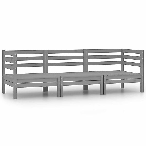 3-tlg. Garten-lounge-set Massivholz Kiefer Grau günstig online kaufen