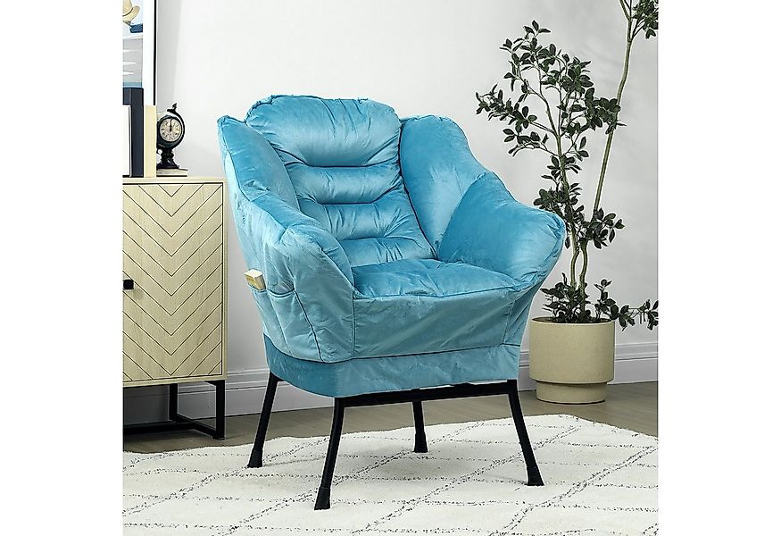 HOMCOM Relaxsessel Sessel Wohnzimmer Loungesessel mit Seitentasche, Stahlbe günstig online kaufen