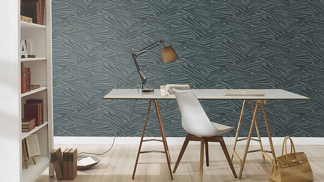 Rasch Vliestapete Grafisch 3D-Effekt Striche Blau günstig online kaufen
