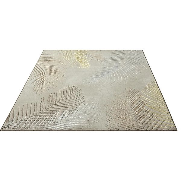 Floornovo Kurzflor Teppich Nr. 112 Beige Blattmuster 230 x 160 cm günstig online kaufen
