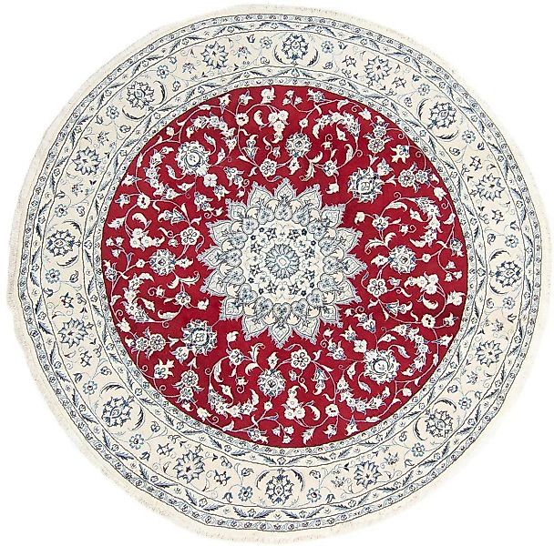 morgenland Wollteppich »Nain Medaillon Rosso scuro 250 x 250 cm«, rund, Uni günstig online kaufen