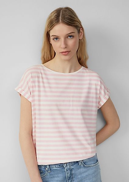 QS Kurzarmshirt T-Shirt Locker geschnittenes T-Shirt günstig online kaufen