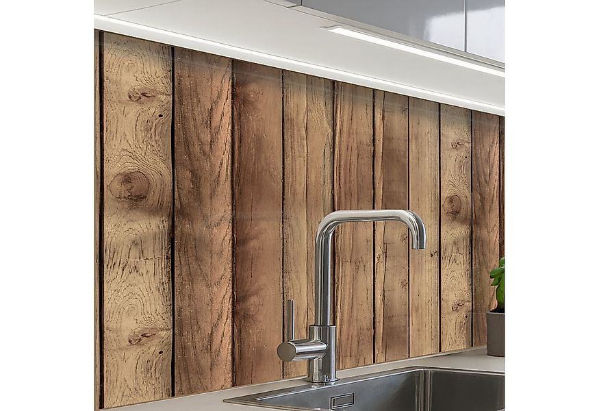 KitchenYeah Küchenrückwand selbstklebend Holz - Brocante - Muster, (1-tlg), günstig online kaufen