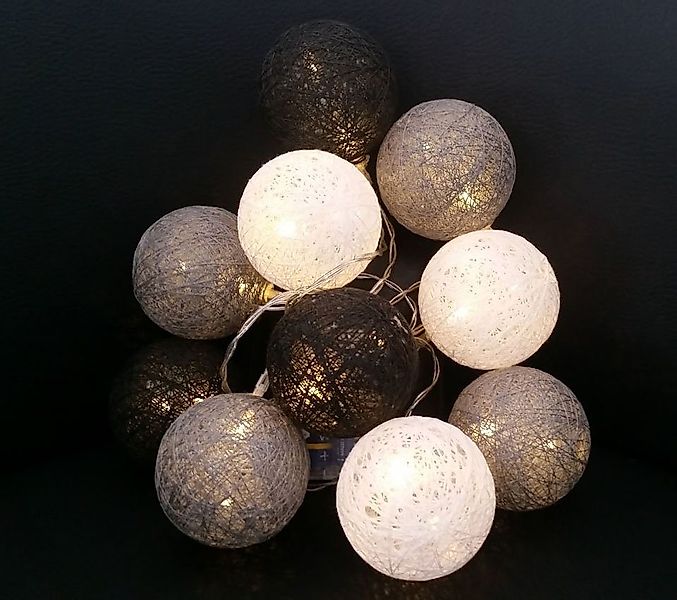 Spetebo LED-Girlande LED Lichterkette mit 10 Raphia Kugeln - ca. 165 cm, 10 günstig online kaufen