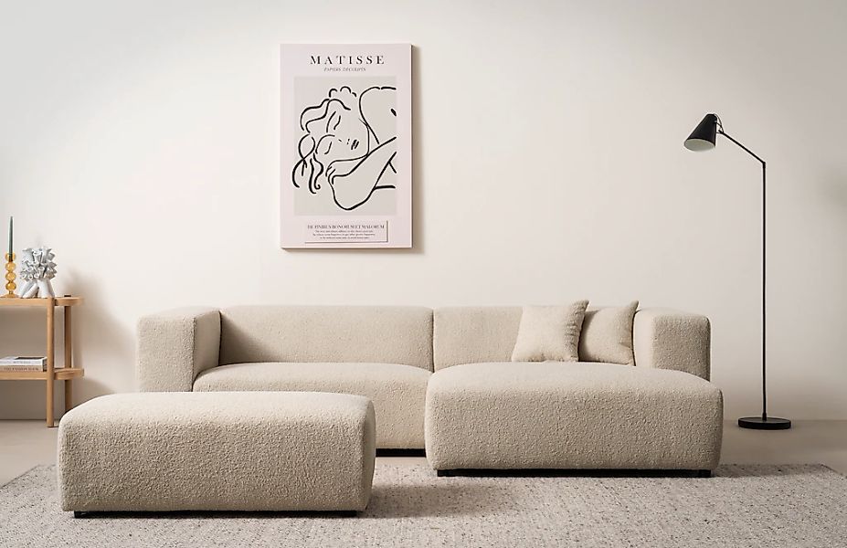 Home affaire Polsterecke "BAKELS, Ecksofa-Set mit Hocker, L-Form mit Schlaf günstig online kaufen