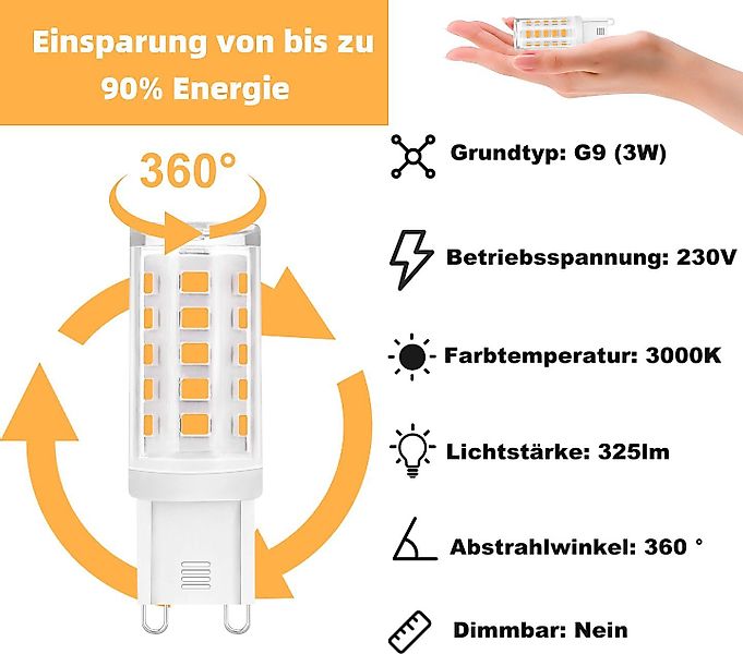 Nettlife LED-Leuchtmittel G9 5/10 Stück 3000K Warmweiß LED Birne, G9, 10 St günstig online kaufen