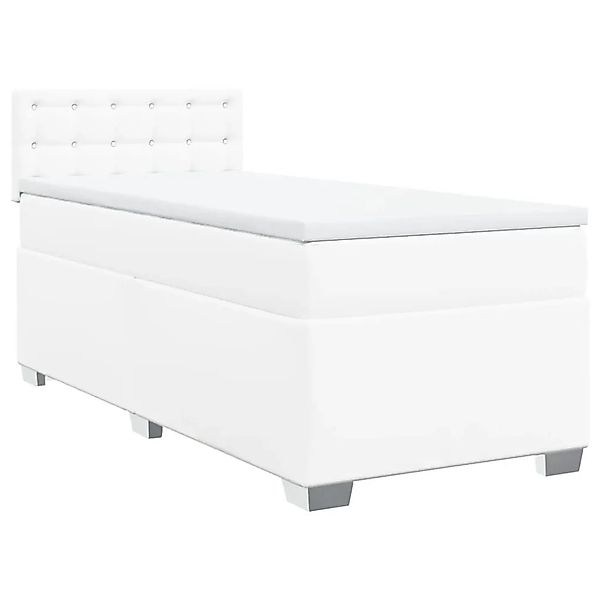 vidaXL Boxspringbett mit Matratze Weiß 90x190 cm Kunstleder 3286101 günstig online kaufen