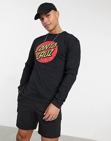 Santa Cruz – Klassisches, langärmliges Shirt mit Punkten in Schwarz günstig online kaufen