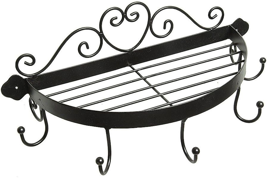 Ambiente Haus Wandregal Regal halbrund mit Haken in Schwarz, 1-tlg. günstig online kaufen