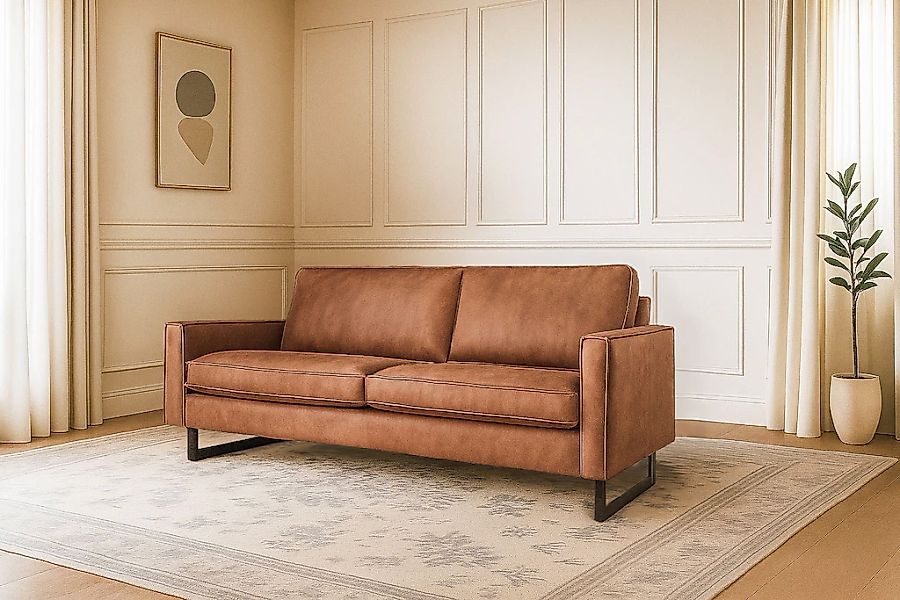 Home affaire 3-Sitzer "Pinto, 206 cm, Cord, Chenille, Lederoptik" mit Keder günstig online kaufen