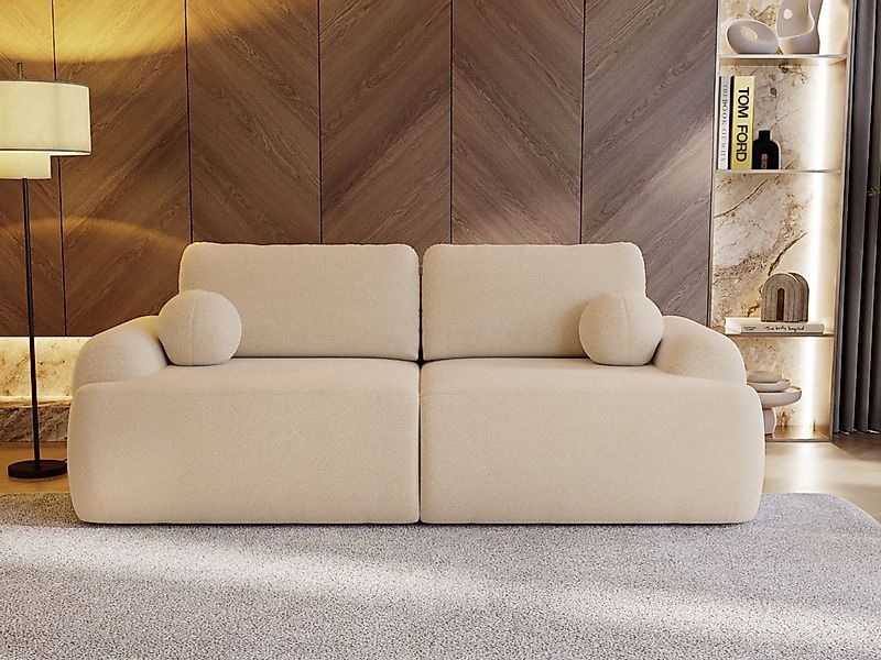 Compleo Schlafsofa rundes Design, Designer Sofa boucle- Teddy OLIO, Modern günstig online kaufen