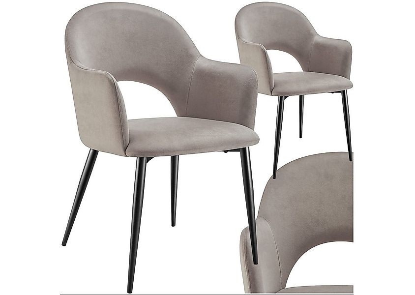 tectake Esszimmerstuhl Armlehnstuhl Sachel, Samtoptik, gepolstert, Belastba günstig online kaufen