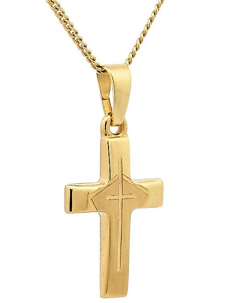 HOPLO Kreuzanhänger Gold Anhänger Kreuz mit Goldkette massiv 585 - 14 Karat günstig online kaufen