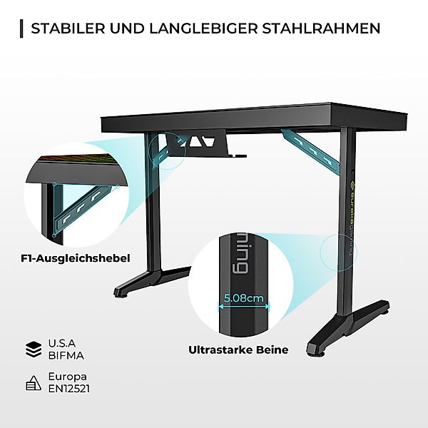EE EUREKA ERGONOMIC Gamingtisch Höhenverstellbarer Glas günstig online kaufen