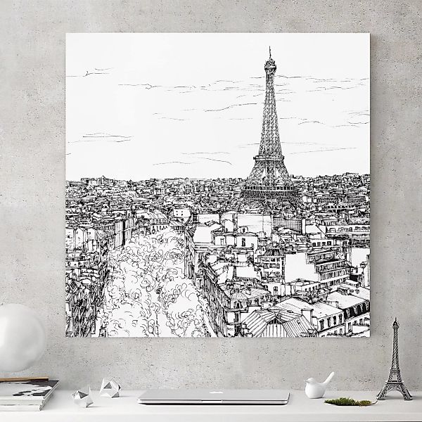 Leinwandbild Architektur & Skyline - Quadrat Stadtstudie - Paris günstig online kaufen