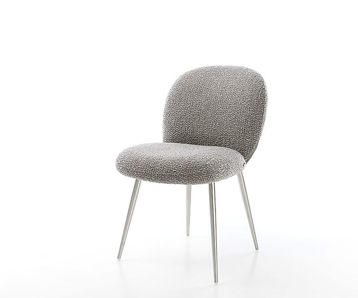 Esszimmerstuhl Nube-Flex Bouclé Silbergrau 4-Fuß konisch Edelstahl Taschenf günstig online kaufen
