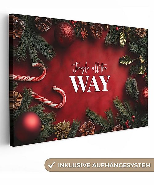 OneMillionCanvasses® Leinwandbild Weihnachten - Zitat - Rot - Weihnachtskug günstig online kaufen
