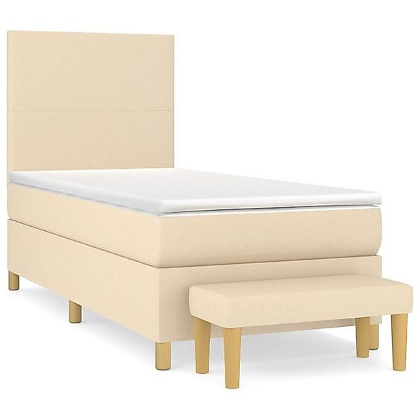 vidaXL Boxspringbett, Boxbett mit Matratze Creme 90x200 cm Stoff günstig online kaufen