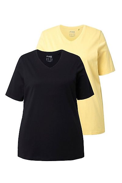 Ulla Popken T-Shirt T-Shirts 2er-Pack V-Ausschnitt Halbarm (2-tlg) günstig online kaufen