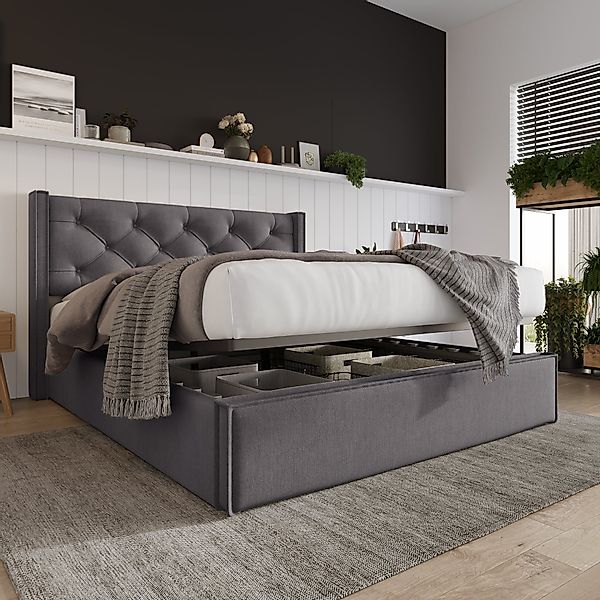 REDOM Polsterbett Hydraulisches (140x200cm,Bett mit Lattenrost günstig online kaufen