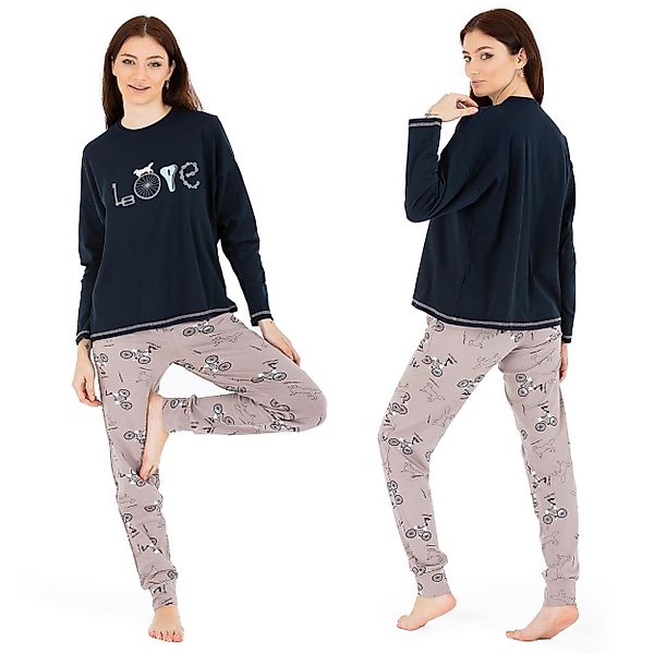 LOREZA Schlafanzug Schlafanzug Pyjama langarm- Love günstig online kaufen