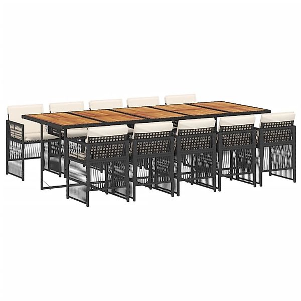 vidaXL 11-Tlg Garten-Essgruppe mit Kissen Schwarz Poly Rattan 3210939 günstig online kaufen