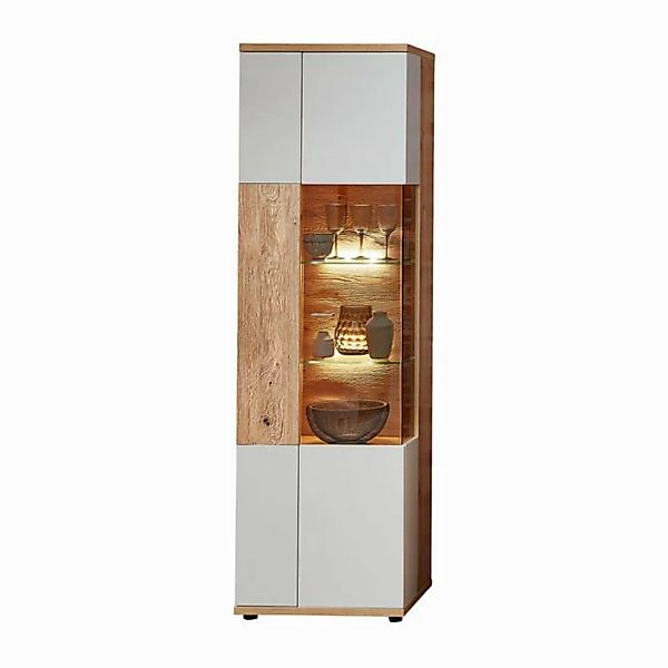 expendio Vitrine Valente 1 lichtgrau matt / Old Artisan Oak 60x202x38 cm günstig online kaufen