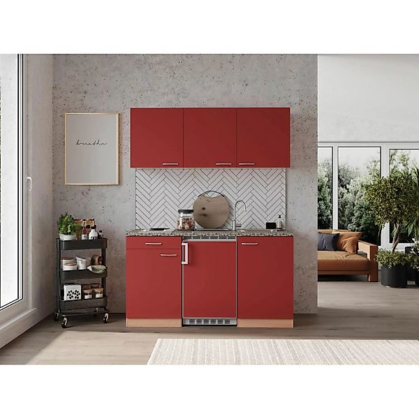 Respekta Küchenzeile KB150BR 150 cm Rot-Buche Nachbildung günstig online kaufen
