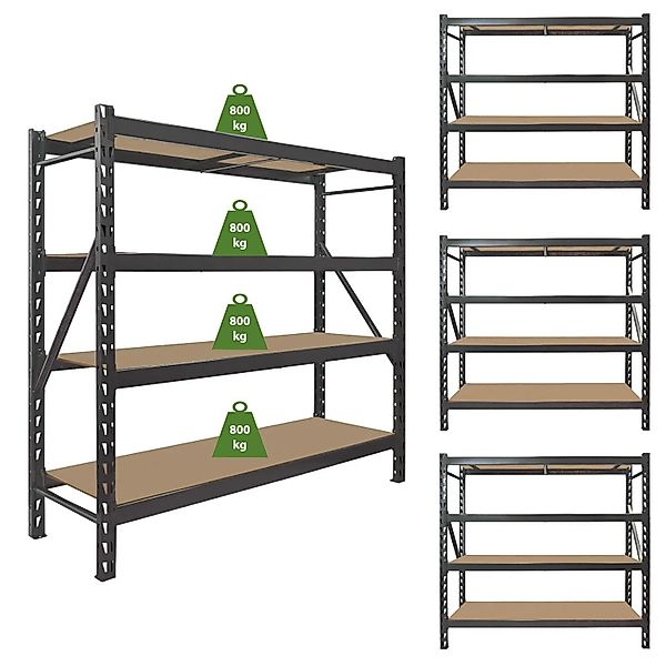 TRUTZHOLM 4x Schwerlastregal Emil 180x190x60 cm 3200 kg Stahl Stecksystem 4 günstig online kaufen