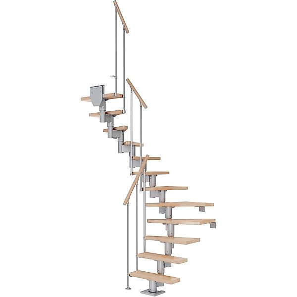 Dolle Mittelholmtreppe Dublin Buche Perlgrau GH bis 292 cm 1/2 Gewendelt 65 günstig online kaufen