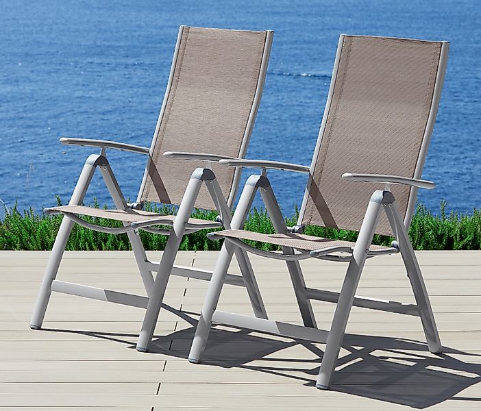 MERXX Gartenstuhl "Amalfi", (Set), 2 St., 2er Set, Alu/Textil, verstellbar günstig online kaufen