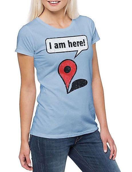 Urban Backwoods Print-Shirt I Am Here! Damen T-Shirt Logo Maps Navigator Na günstig online kaufen