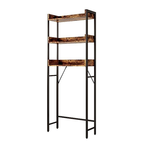 Vicco Waschmaschinenschrank Fyrk Eiche Rustikal/Schwarz 64 x 165 cm mit 3 F günstig online kaufen