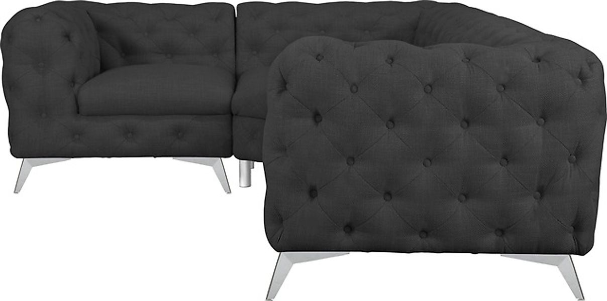 Leonique Chesterfield-Sofa »Ecksofa GLYNIS L-Form mit Wellenunterfederung, günstig online kaufen