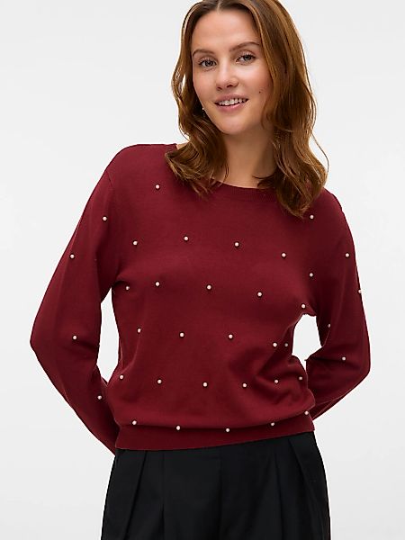 Vero Moda Rundhalspullover "VMGLORY PEARL LS O-NECK PULLOVER BOO" günstig online kaufen