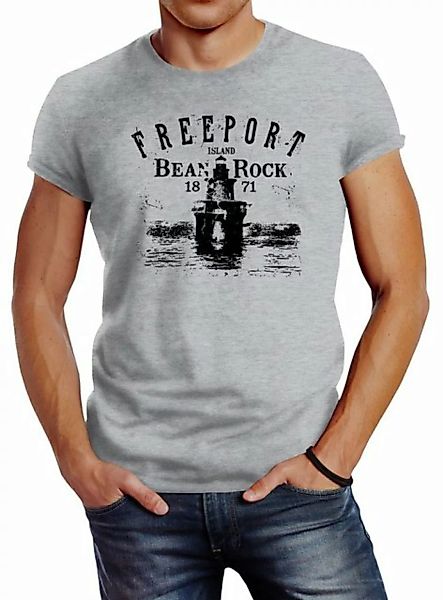 Neverless Print-Shirt Herren T-Shirt Retro Print Leuchturm Motiv Schriftzug günstig online kaufen