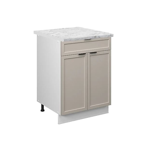 Vicco Küchenunterschrank Fame-Line GrauBeige 60 cm mit Schublade AP Marmor günstig online kaufen