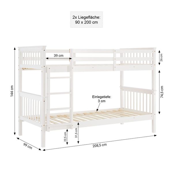 Homestyle4u Etagenbett 90x200 für 2 Kinder günstig online kaufen
