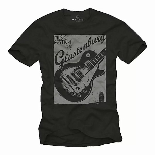 MAKAYA T-Shirt Musik Gitarre Herren Woodstock 60s 70s Hippie Männer Geschen günstig online kaufen