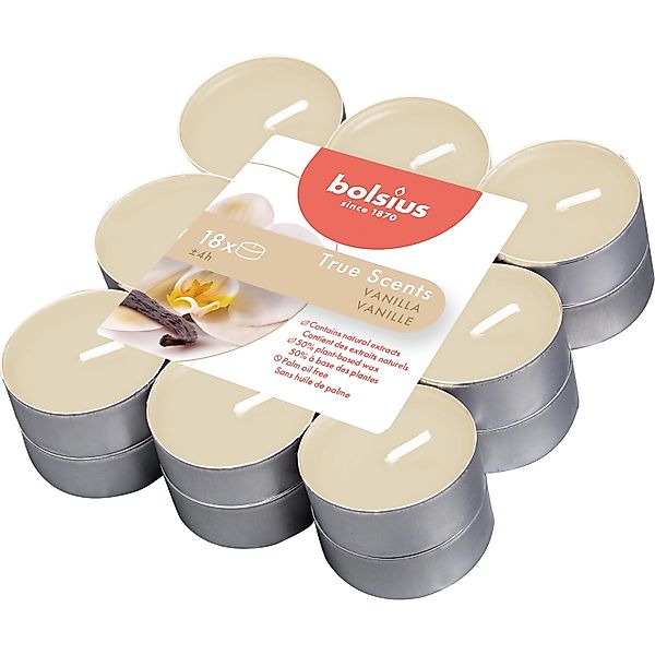 Bolsius Duftteelichter True Scents 18er-Pack Vanille günstig online kaufen