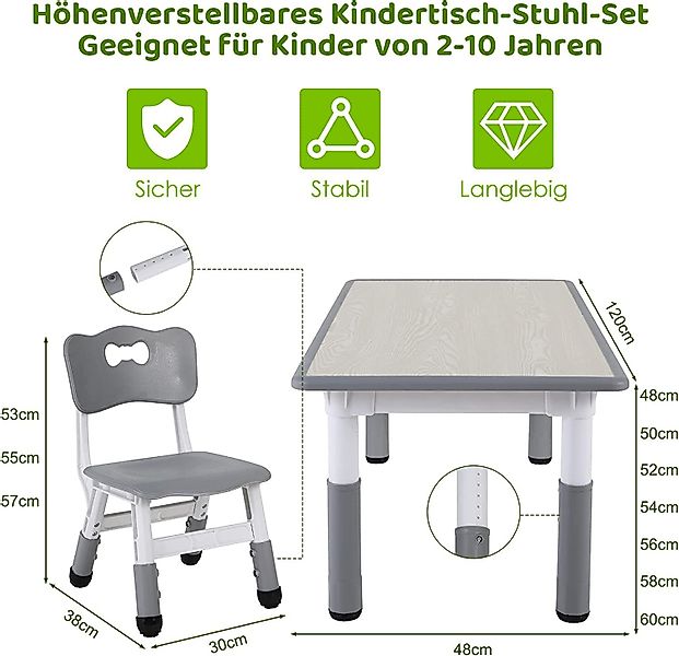 TLGREEN Kindersitzgruppe Kindertisch mit 4 Stühlen, günstig online kaufen