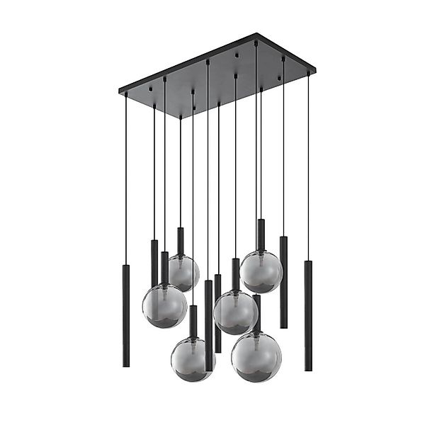 Lucande Pendelleuchte Lumavia 10042396 Modern in Schwarz aus Glas 12-flammi günstig online kaufen