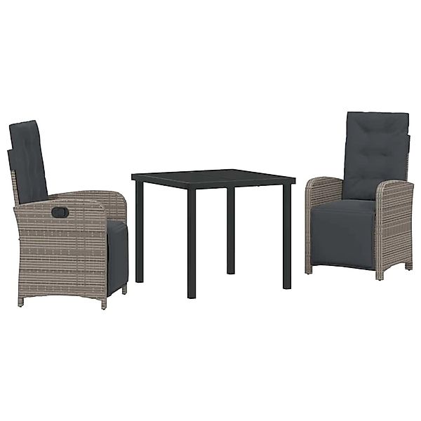 vidaXL Garten Essgruppe 3-Tlg Grau Poly Rattan 3380323 günstig online kaufen