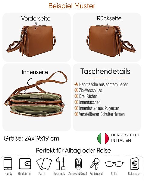 SEVA Schultertasche Umhängetasche mit 3 hauptfächer, günstig online kaufen