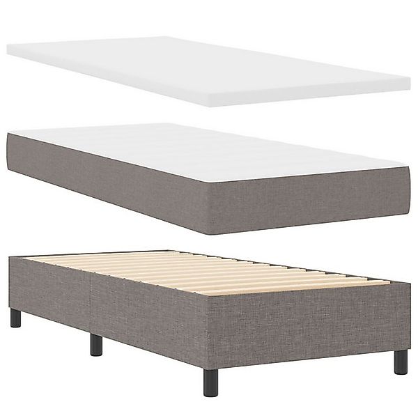 vidaXL Bett Boxspringbett mit Matratze & Bank Taupe 90x200 cm Stoff (2-tlg) günstig online kaufen