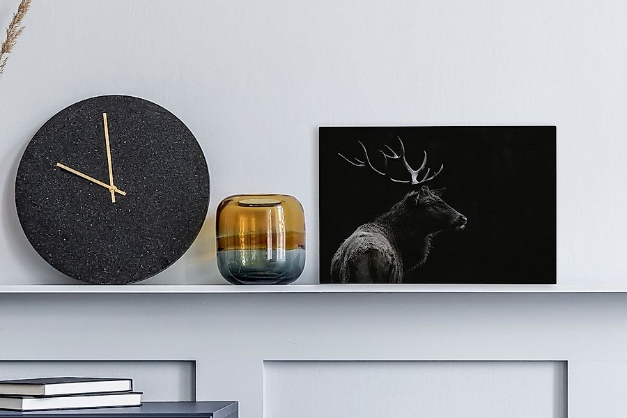 OneMillionCanvasses® Leinwandbild Hirsch - Schwarz - günstig online kaufen