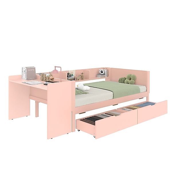 OKWISH Kinderbett mit Schreibtisch, Jugendbett Daybett günstig online kaufen