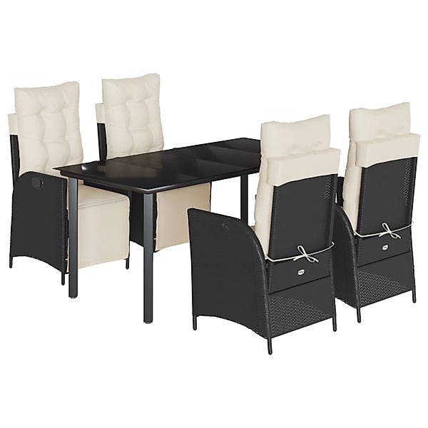 vidaXL 5-Tlg Garten-Essgruppe mit Kissen Schwarz Poly Rattan 3213388 günstig online kaufen