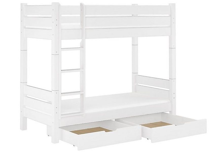 ERST-HOLZ Etagenbett Stockbett Weiß Kiefer 90 x 200 Rollrost Matratze Bettk günstig online kaufen